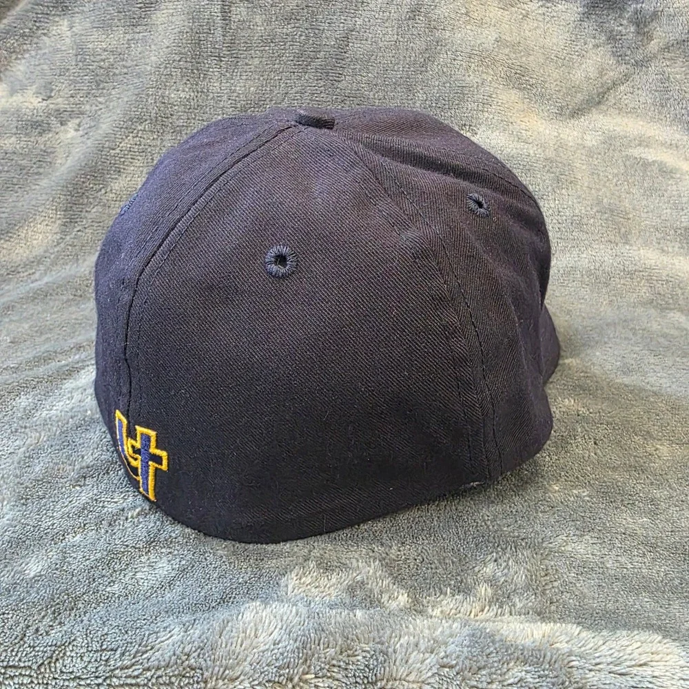 Vtg 90s University of Toledo Rockets Fitted Hat 7 3/8 Cap USA Union Made Navy